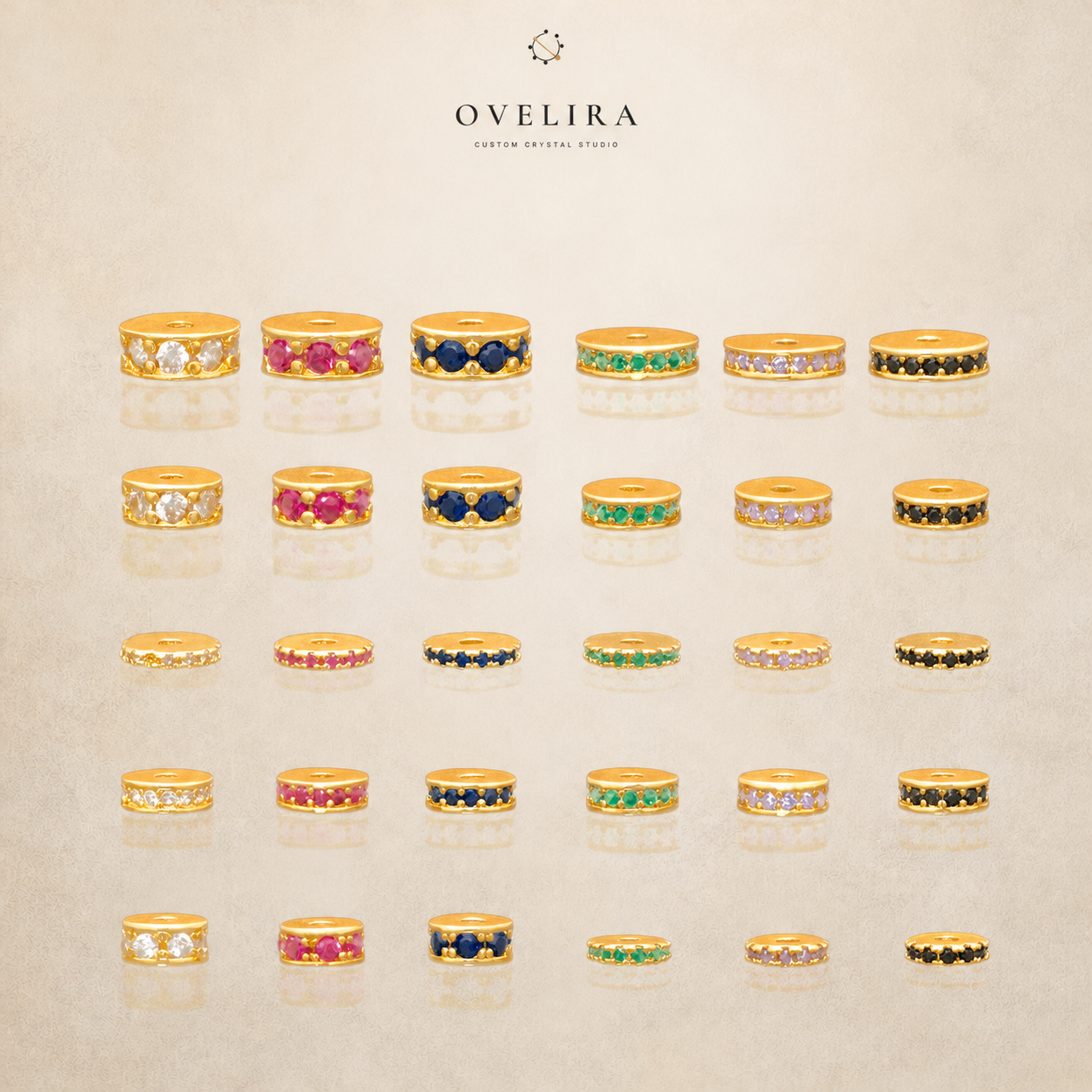 Gold multicolor gemstone spacers for custom bracelets